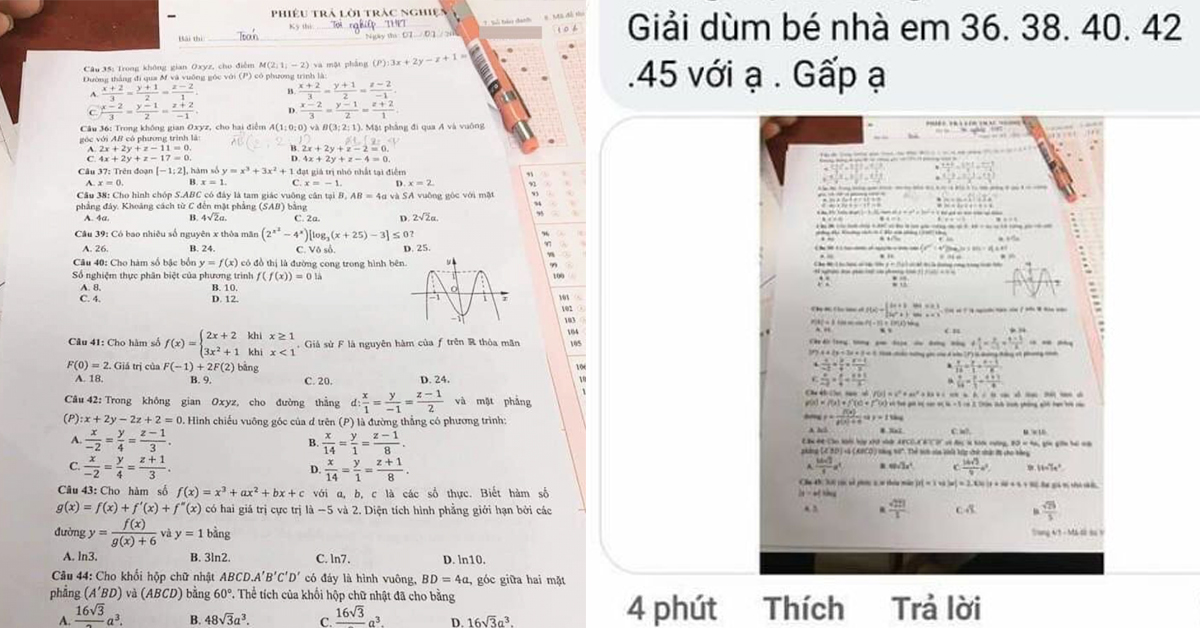 Xôn xao thí sinh chụp đề thi Toán chuyển ra ngoài hỏi đáp án: Bộ GDĐT lên tiếng - Vimarsana News